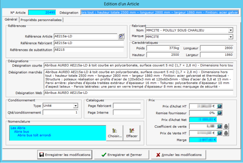 Gestion des articles